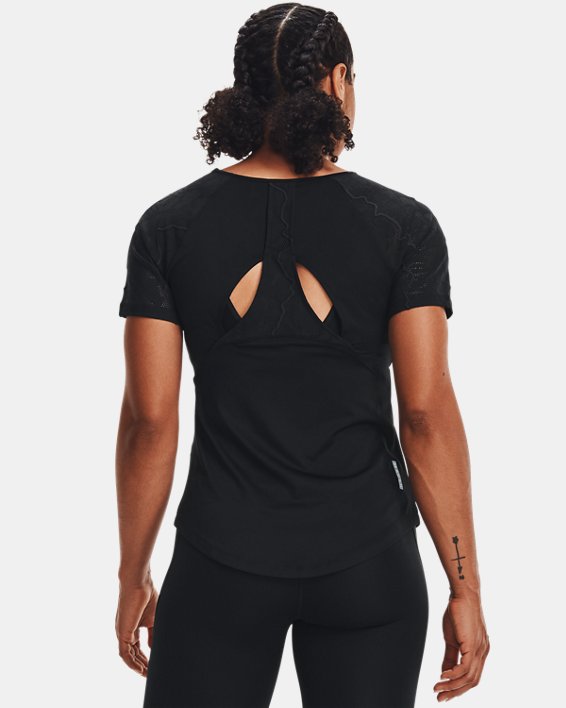 Women's UA RUSH™ HeatGear® Short Sleeve, Black, pdpMainDesktop image number 2